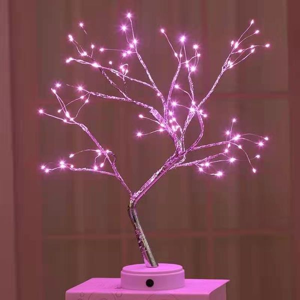 

christmas led copper tree lights touch switch pearl star night lights