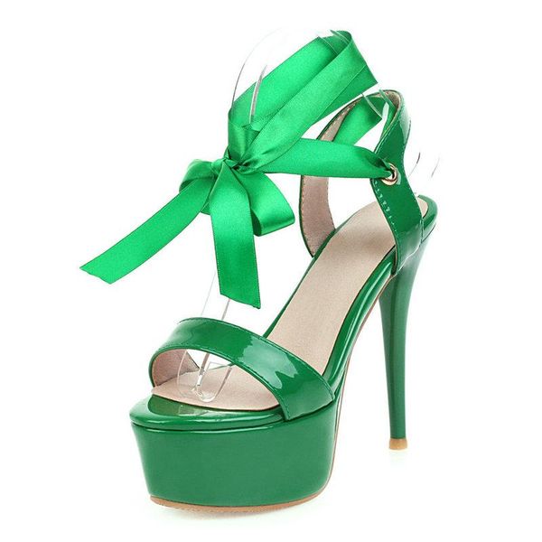 

sliver summer open toe gladiator sandals women platform super high heel shoes ladies lace up party woman black green