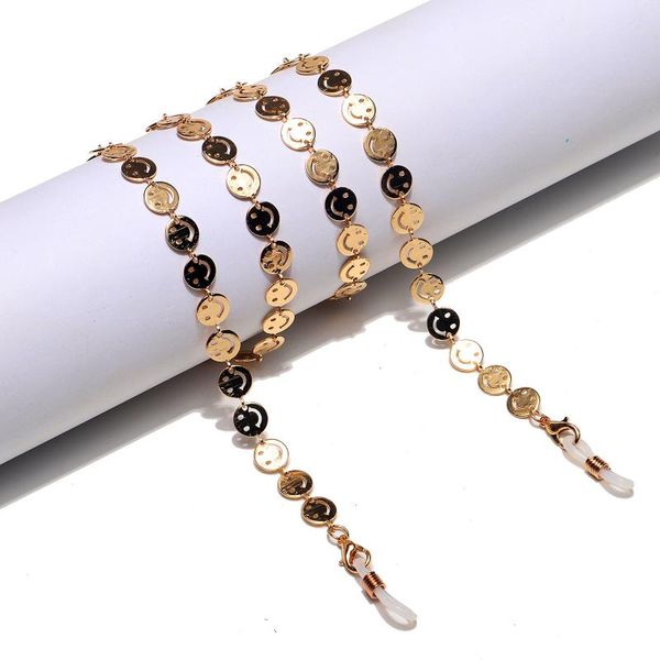 

sunglasses frames 2021 gold color round sequined glasses chain holder fashion casual mask accessary, Silver