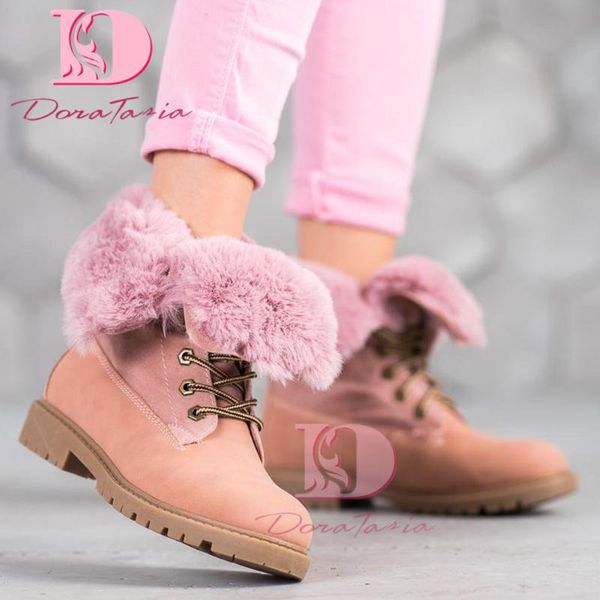 

brand ins ladies chunky heels ankle boots fashion winter warm fur snow women 2021 casual shoes woman, Black