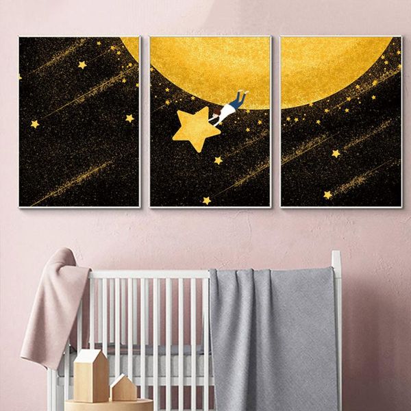 

paintings nursery wall art posters and prints abstract stars moon cartoon painting baby bedroom canvas pictures home decoration