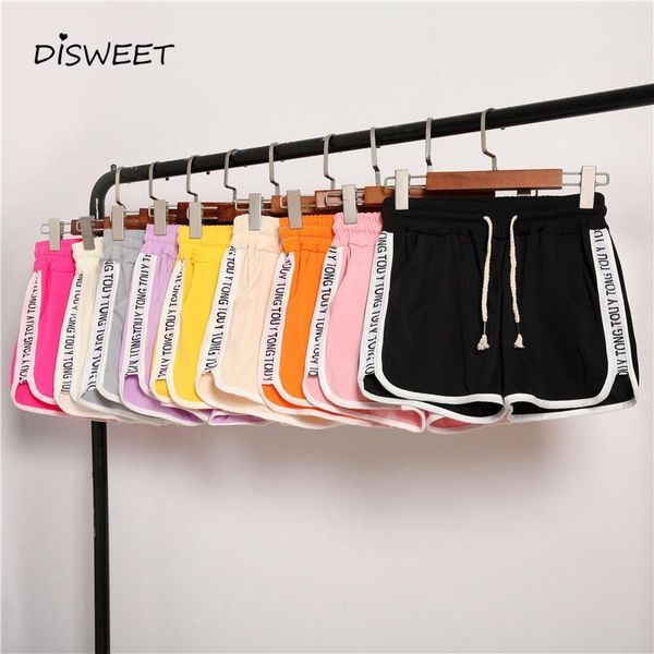

casual fashion high waist loose women shorts letters printed patchwork body fitness workout summer female, White;black