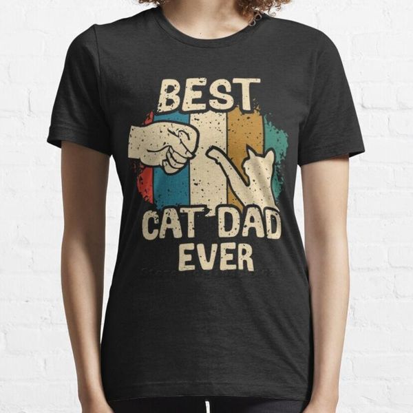 

women's t-shirt cat dad ever vintage gift short-sleeved harajuku hip-hop tee, White