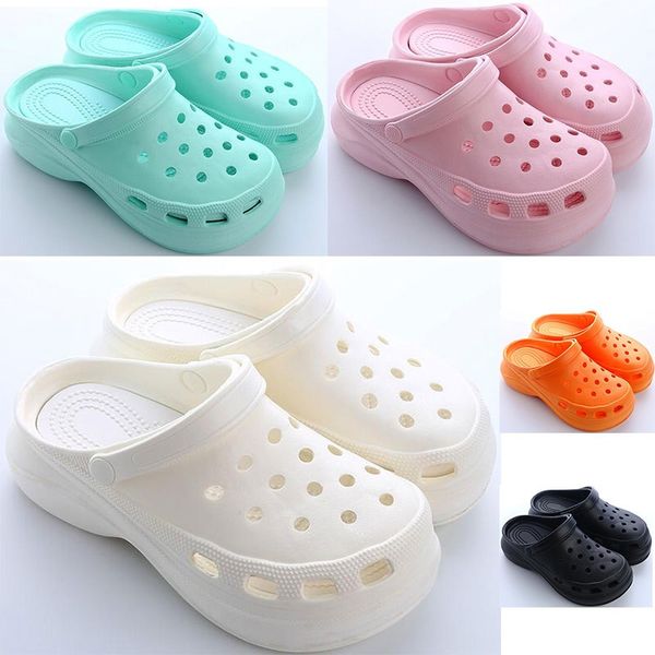 

2021 womens summer thick-soled hole shoes ladies height increase shoe black white orange pink girls women beach classic sandals slippers twe