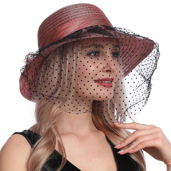 

wide brim hats x101 fashion lace mesh mask hat veil decorate summer sunscreen beach sunshade basin, Blue;gray