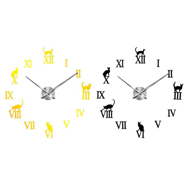 

wall clocks frameless diy clock 3d acrylic sticker parts kit home roman numerals b