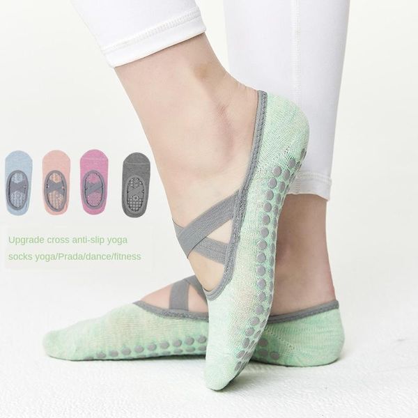 

sports socks pure cotton silicone non-slip yoga professional pilates, Black
