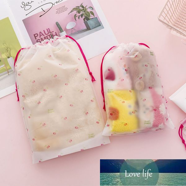 1pc Borse portaoggetti stampate con ciliegia rosa impermeabile Abbigliamento per bambini Giocattoli per bambini Organizzatore Coulisse Borse da viaggio per caramelle cosmetiche