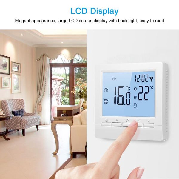 

smart home control appcontrol wi-fi thermostat digital temperature controller lcd display week programmable electric floor heating