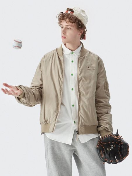 

men ruched sleeve baseball collar down coat i6pw#, Black;brown