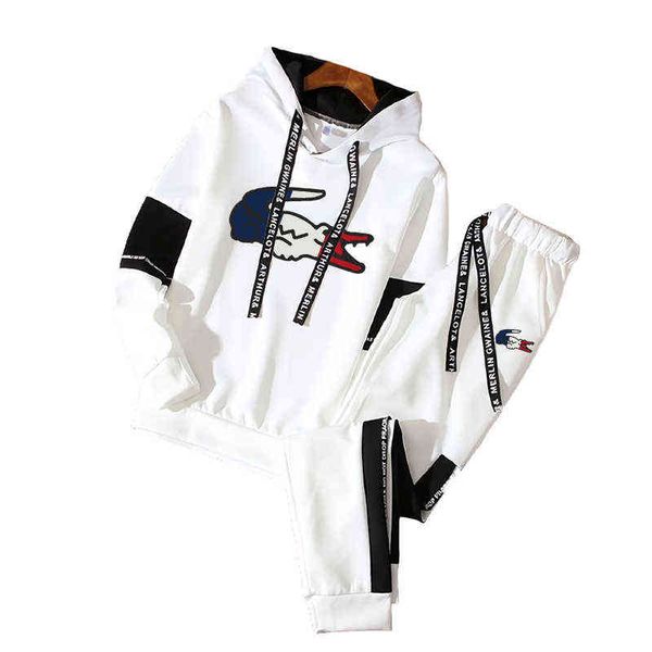 

hooded autumn most popular brand tracksuit pullover and jogger pants classic men/women daily casual sports hoodie jogging suit 0xai, Gray