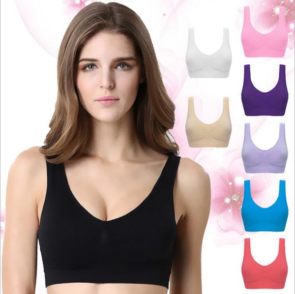 

sport yoga bras gym fitness bra women seamless racerback anti-vibration tank elastic breathable vest shirts padded underwear ooa1961, Red;black