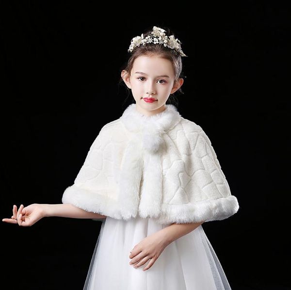 

jackets 2-12t kids faux fur wedding party jacket ivory white wraps shawl cape stole girls bolero shrug for children winter warm coat, Blue;gray