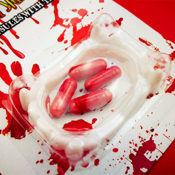 

2ml halloween fake blood capsule pills vampire horror funny joke prank trick,edible pseudo-plasma capsules red