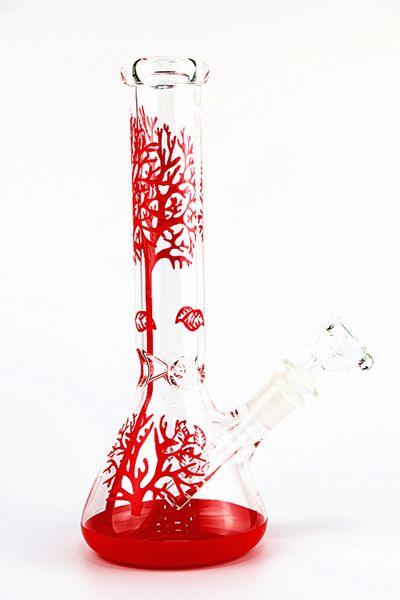 Bongo de vidro fumando água cachimbo de água água 13,8 polegadas Red Tree Bongs Percolator Biço de filtro Shisha Filtro de gelo Bubbler com apanhador de gelo cachimbo de gelo Hookahs