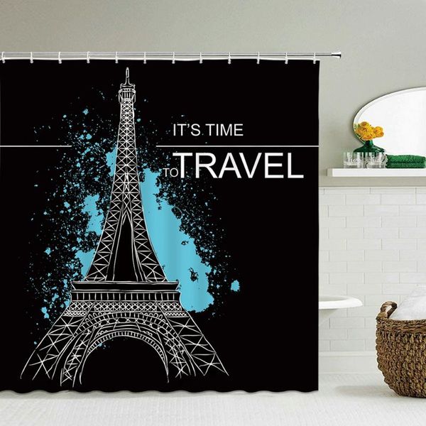 

shower curtains paris iron tower printing fabric curtain for bathroom nordic polyester waterproof bath screen home decoration