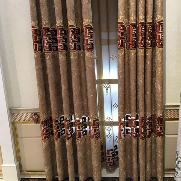 

curtain & drapes chinese high-end hollow curtains luxury chenille embroidered customized for living room and bedroom window drape 573#4