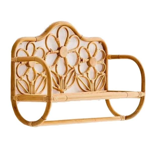 

kitchen storage & organization rattan wall shelf flower-shaped decor rack for bathroom