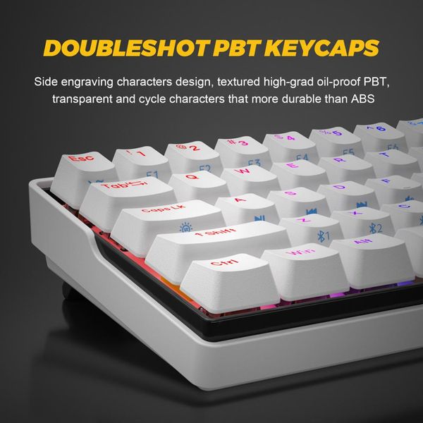 

kemove dk61 snow mechanical mini keyboard bluetooth swappable detachable cable rgb wireless gaming keyboard