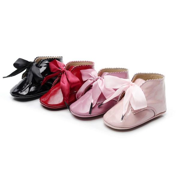 

first walkers baby girls shoes bow lace up pu leather princess born