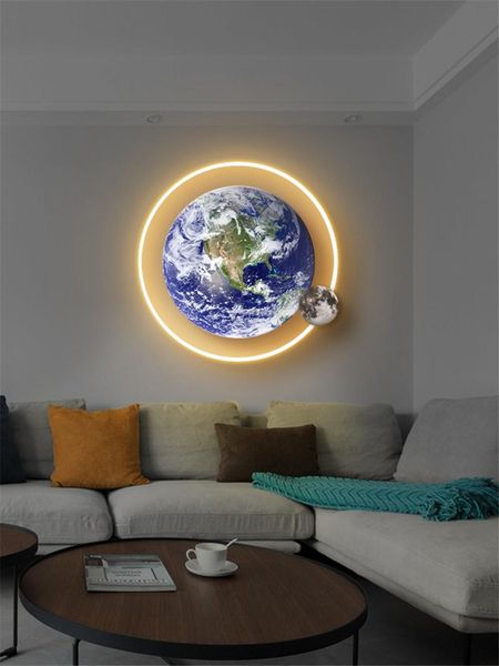 

wall lamp nordic planet decorative painting lamps living room dining art led fixture lighting bedroom study corridor lights