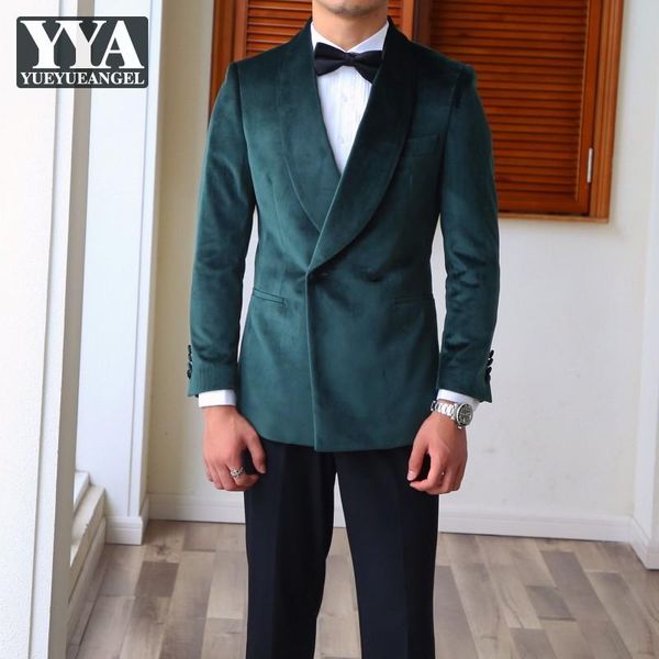 

business banquet green velvet blazer mens elegant suits formal wedding suit jacket slim split vintage groom dress jackets men's & blaz, White;black