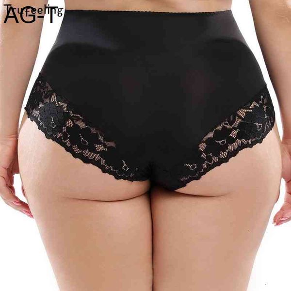 

trufeeling underwear lace briefs comfortable lingerie lady panties high-rise plus size for weight 110kg women, Black;pink