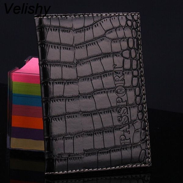 

card holders velishy fashion alligator embossing passport holder protector cover pu leather wallet, Brown;gray