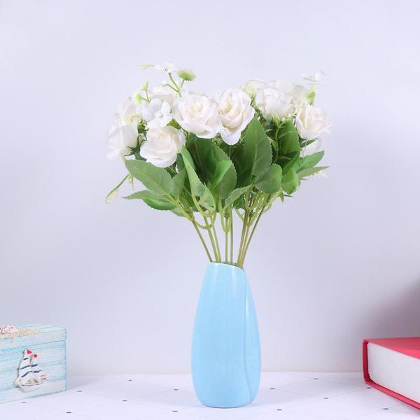 

decorative flowers & wreaths 3pcs artificial flower rose ornaments party bouquet diy home decor wedding po prop (white)