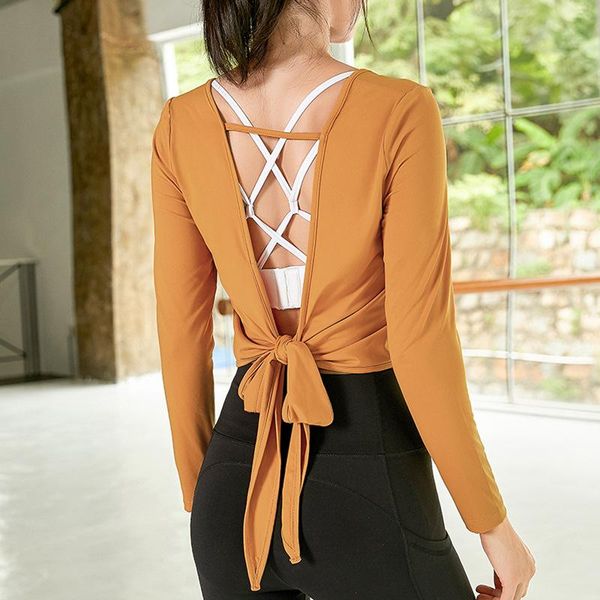 

women long sleeve sport exercise shirt fitness running back fork opening bandage quick-drying yoga active tees outfits, White;red