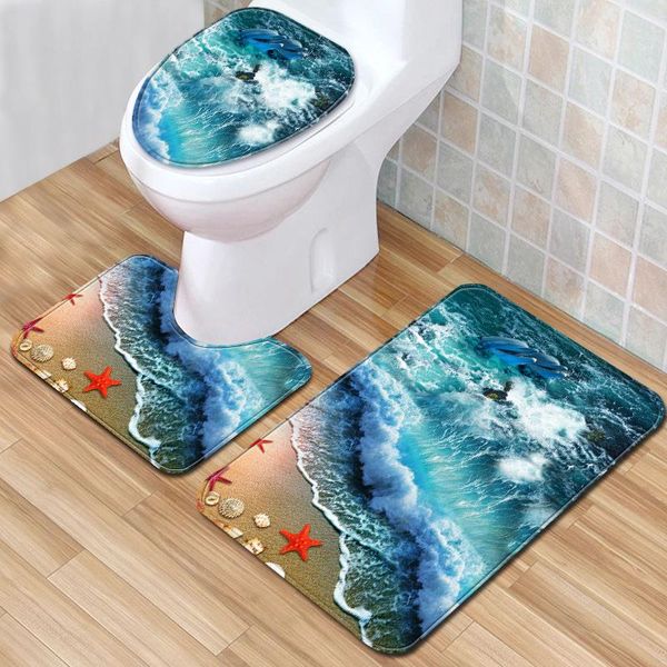 

the wave 3d bath mat 3 piece bathroom set 2021 carpet for 45*75cm doormats eco-friendly rugs home decor mats