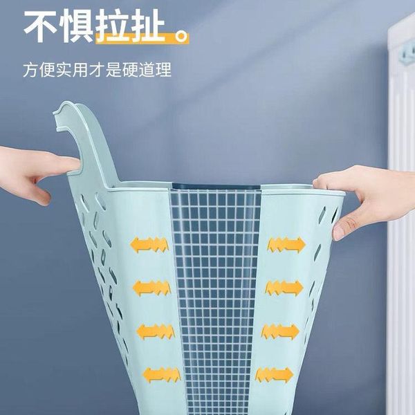 

laundry storage & organization household folding perforated-clothes basket wall hanging bathroom dirty
