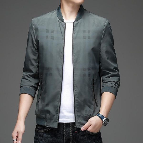 

men's jackets brand fashion baseball collar autumn plaid jacket trendy windbreaker coat men casual korean clothes, Black;brown