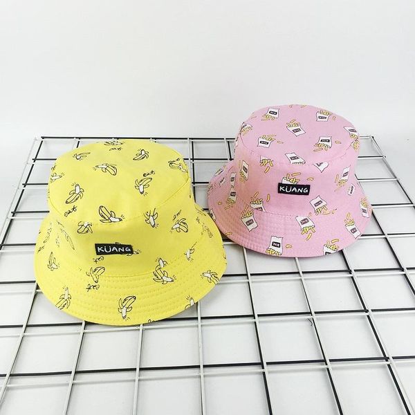 

cloches &d banana fisherman cute design double sided wear bucket hat, Blue;gray