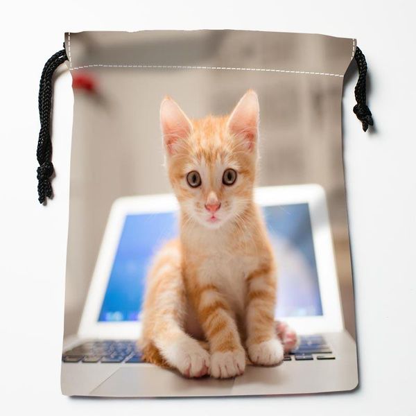 

storage bags cat animal drawstring dust-proof fashion print boys girls birthday gift bag size 18x22cm