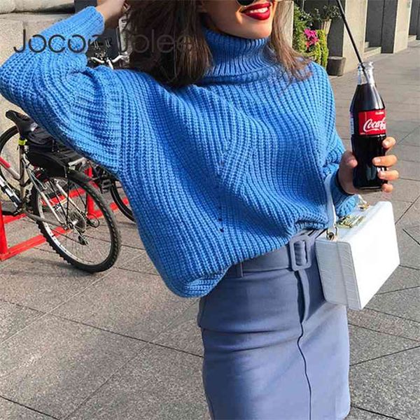 

women blue oversized autumn winter long sleeve turtleneck knitted sweater casual loose pullover jumpers 210416, White;black