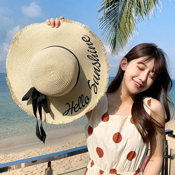 

wide brim hats 2021 dome summer sun visor for women fashion letter straw hat elegant ladies holiday beach outdoor need, Blue;gray