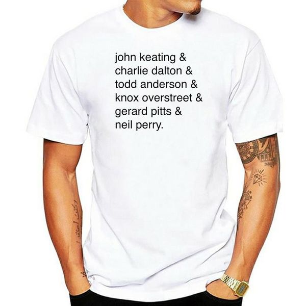 

men's t-shirts dead poets society names classic t-shirt, White;black