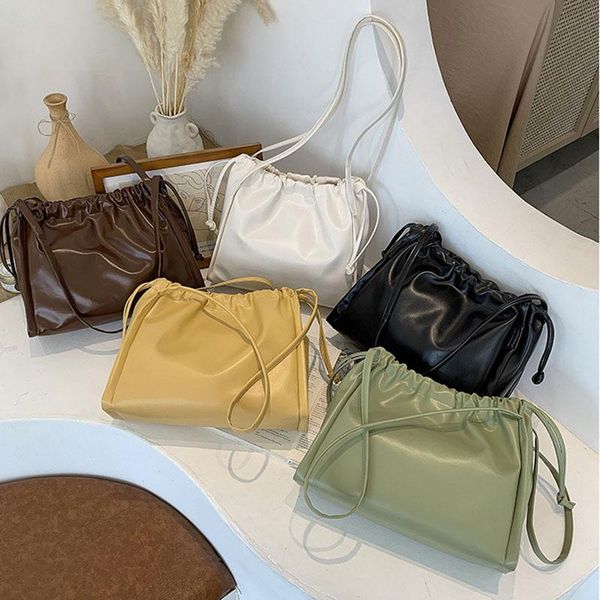 

evening bags soft pu leather shoulder bag ladies solid color large capacity hasp tote casual women handbags fashion square