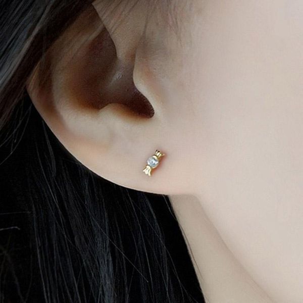 

korean mini earring sweet stud earrings cute rhinestone candy for women jewelry accesorios mujer 2021 kolczyki, Golden;silver