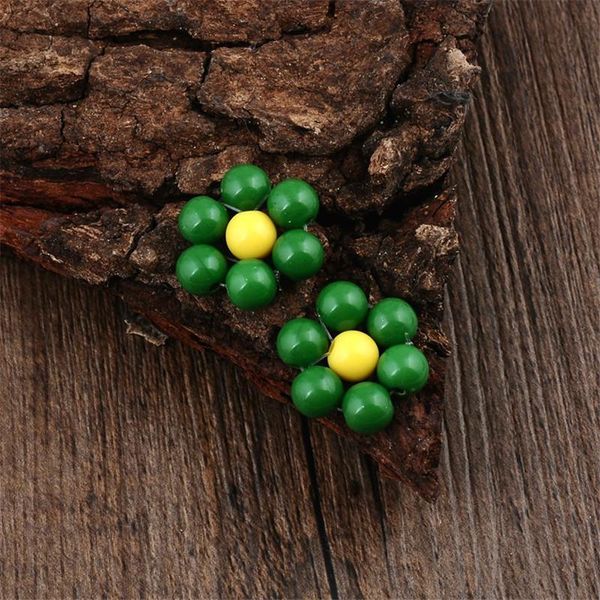 

clip-on & screw back sweet small beads flower clip earrings for women girls trendy handmade fresh colorfuly blossom ear cuff, Silver