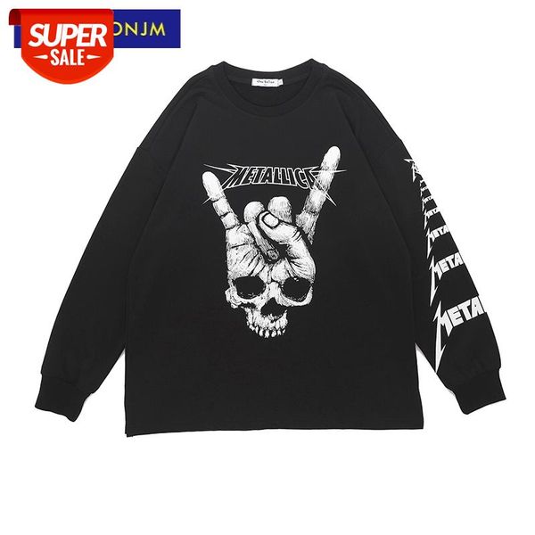 

uncledonjm skulls print long sleeve t-shirt men's high street hip-hop rap loose tie dyed tee ly-g4 #be8d, White;black