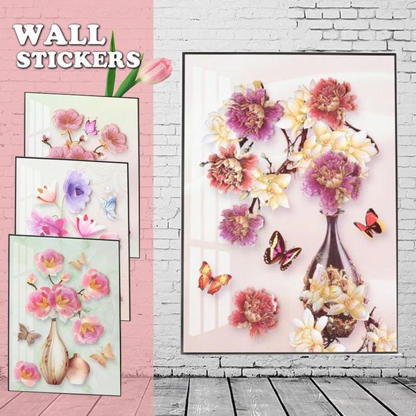 

flower butterfly self-adhesive mural pvc stickers home room tv background wall wallpaper fridge decals