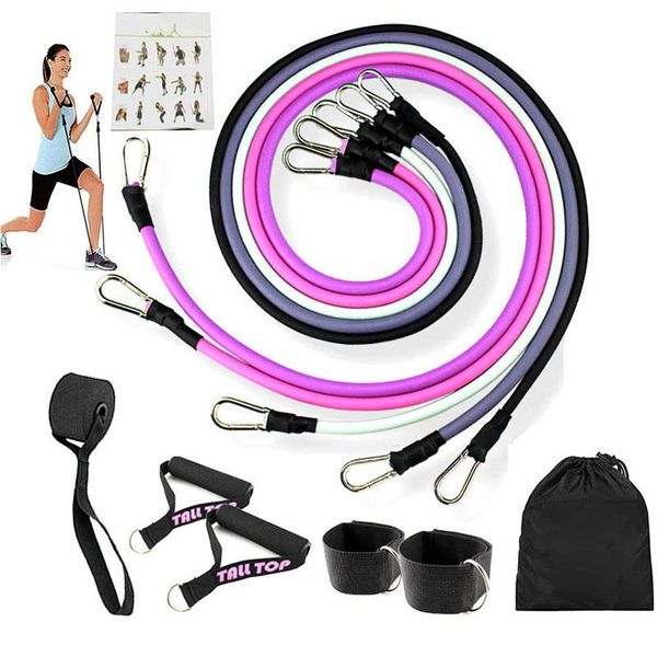 

resistance bands 11 piece set elastic band strength training men and women tension fitness home workouts