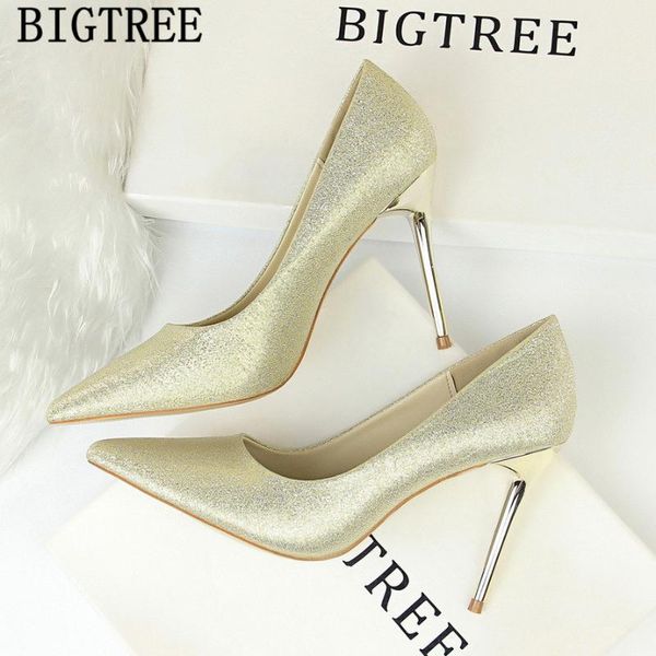 

extreme high heels dress shoes women bigtree tacones pumps wedding bride gold chaussures femme, Black