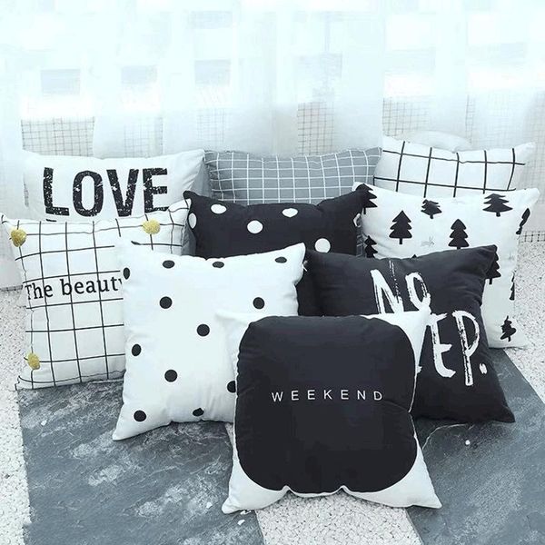 

pillow case covers nordic style geometric zebra deer cushion cover home decorative 45x45cm both side pattern black