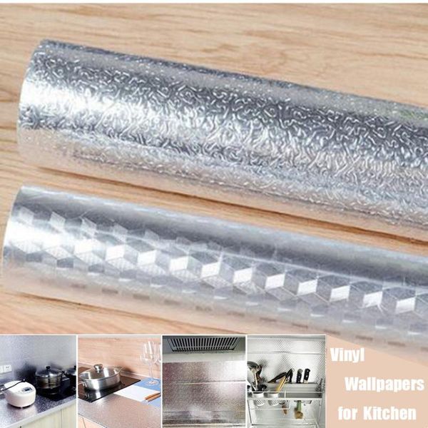 

wallpapers kitchen wall stove aluminum foil oil-proof stickers anti-fouling high-temperature self-adhesive croppable wallpaper sticker