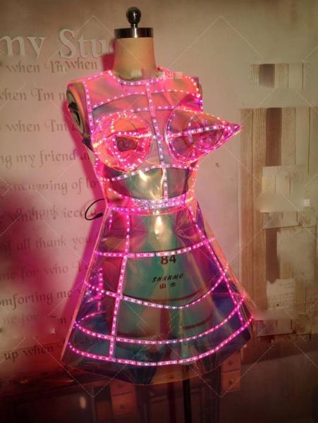 

party decoration remote control led light up dance costume costumes nightclub magic color laser tpu pointed chest bar gogo