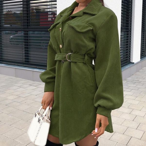 

casual dresses office lady dress stylish high waist lace-up lapel streetwear shirt, Black;gray