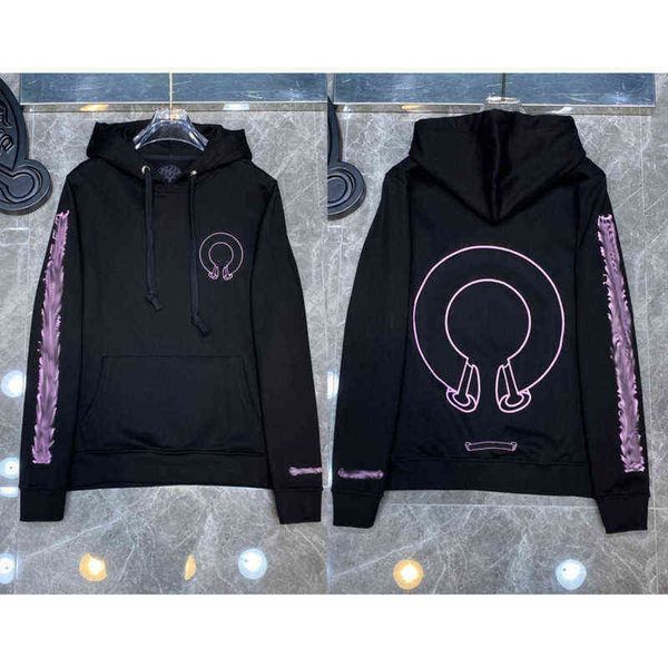 

luxury classic ch quality hoodie brand zipper autumn winter sweatshirts designer fashion men sweater horseshoe phantom cross print hooded wo, Black